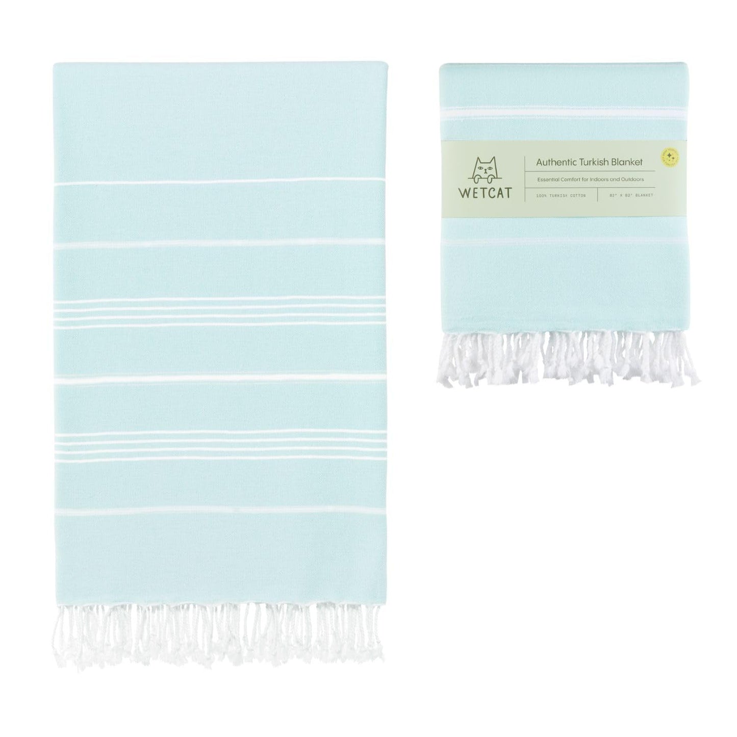 WETCAT Turkish Beach Blanket Sandproof (82"x82") 100% Turkish Cotton, Made in Turkey - Sand Free, Ultra Soft, Extra Large Throw for Picnic – Mint Green
