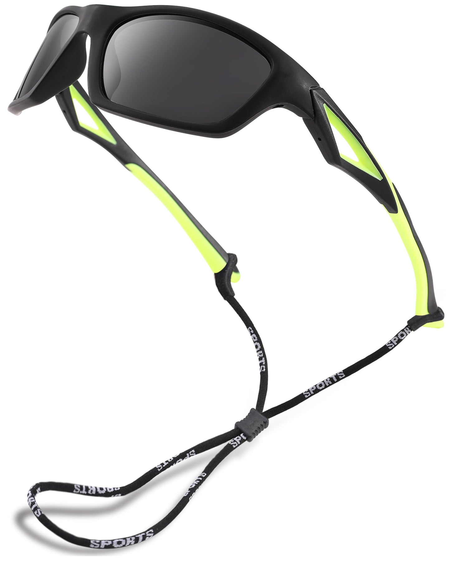 Pro Acme Kids Baseball Sports Polarized Sunglasses with Strap Unbreakable Flexible for Youth Boys Girls Age 4-12(A05 Green Frame/Gray Lens)