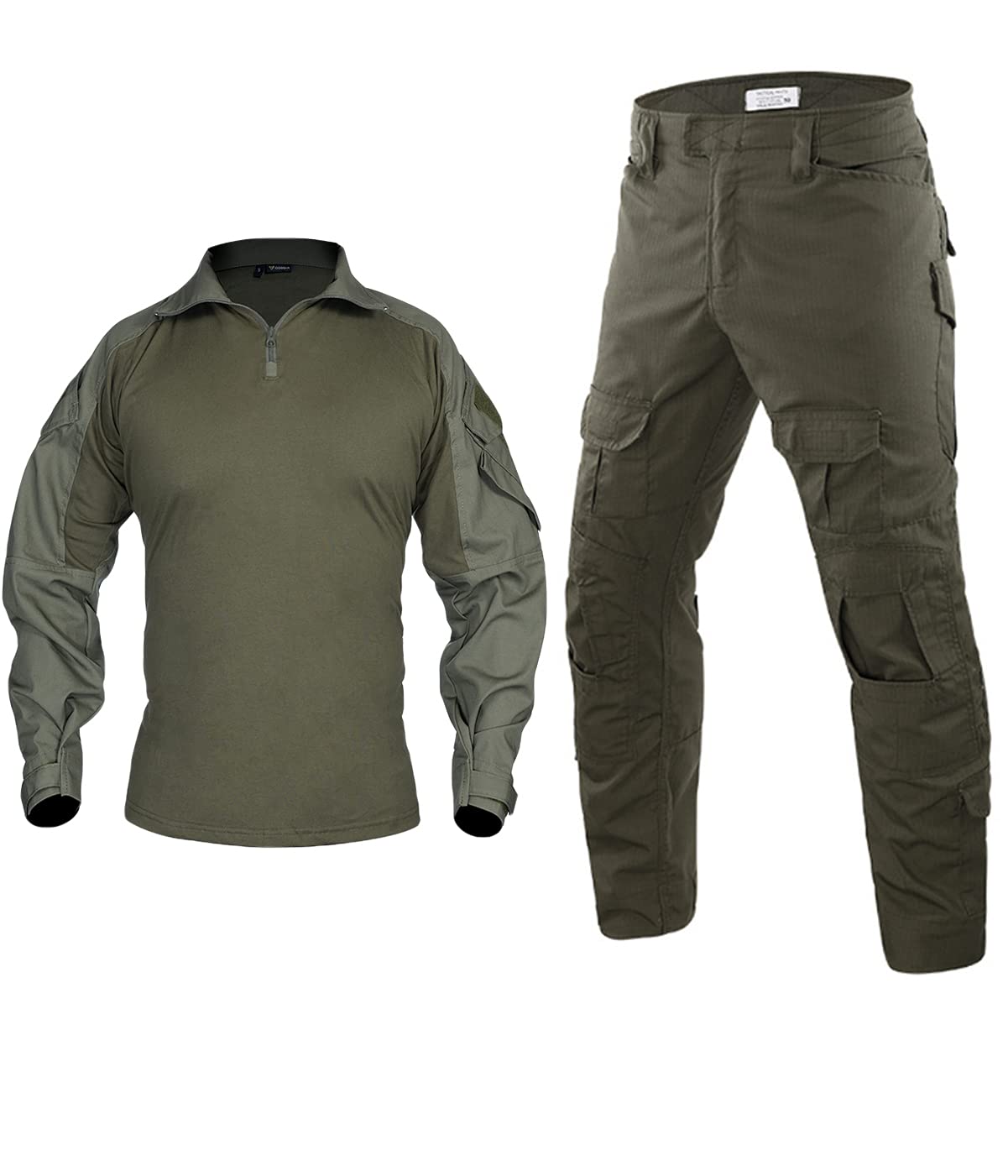 HARGLESMAN Men's Tactical Airsoft Long Sleeve Uniform Set Shirts Snug Fitting Top Shirt Practical Painting Ball Comfortable Breathable Soft Work Hiking Hunting Outdoor Suits Green XL
