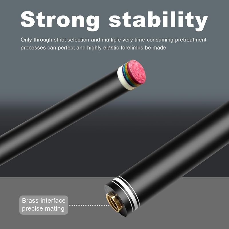 HomeSeason 58in 21oz Fiberglass Pool Cue with 8.3in Extension, Leather Case - 12.5mm Tip, Low-Deflection