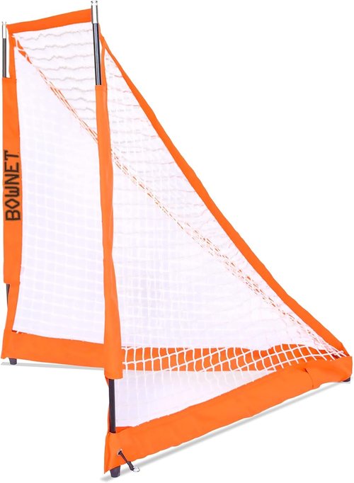 Bownet Box Lacrosse Goal Net (4' 6") Durable, Collapsible, and Portable Lacrosse Goals - Great Sports Equipment for Indoor and Outdoor Practice, White (BowLAX 4-6Box)