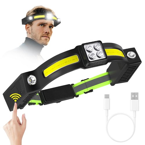 Lembopo Headlights 8000 LM Super Bright, LED Headlamp Flashlight for Adults Rechargeable, Head Lamp Lights for Forehead with Motion Sensor for Outdoor Camping Running Fishing Cycling (1)