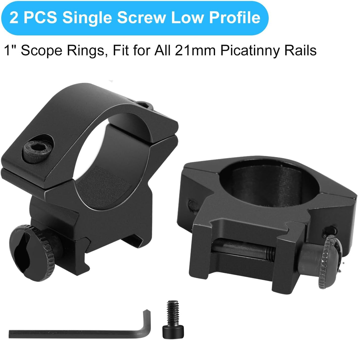 1'' Scope Rings, 2Pcs High Profile or 2Pcs Medium Profile 1 Inch Scope Mount Rings for Picatinny Rail