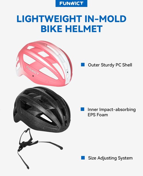 FUNWICT Adult Bike Helmet with Visor and Goggles for Men Women Mountain Road Bicycle Helmet Rechargeable Rear Light Cycling Helmet (M: 54-58 cm (21.3-22.8 inches), MixPink)