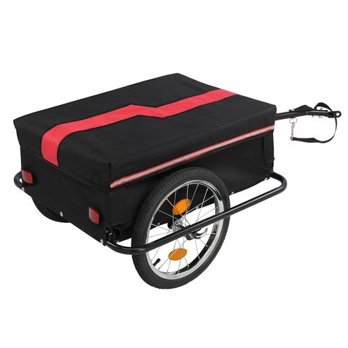 130x68x45cm Bicycle Trailer Rack - 16 Inch Quick Release Wheels, 100kg Capacity, Waterproof Cloth Pocket, Steel Frame, for Shopping, Picnics, or Outdoor Adventures