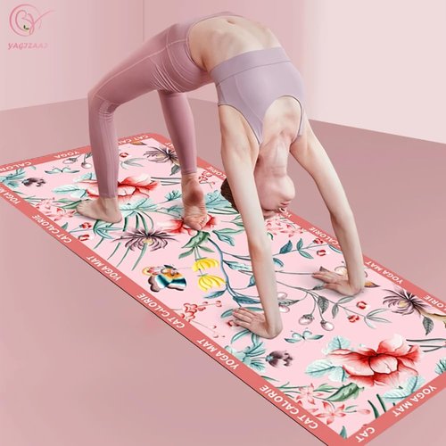 Yagizaai Hot Yoga Towel – Non-Slip, Absorbent & Lightweight Yoga Mat Towel, 72"x26.7", Ultra-Thin 0.04", Floral Design, Microfiber & Rubber, Foldable, Perfect for Hot Yoga, Pilates & Gym