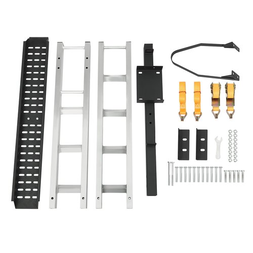 Aluminum Motorcycle Hitch Carrier, 400lbs Lifting Capacity Dirt Bikes Carrier with Crank Arm Brackets and Practical Straps, Heavy Duty Motorcycle Bracket with Straps Tire Limiter