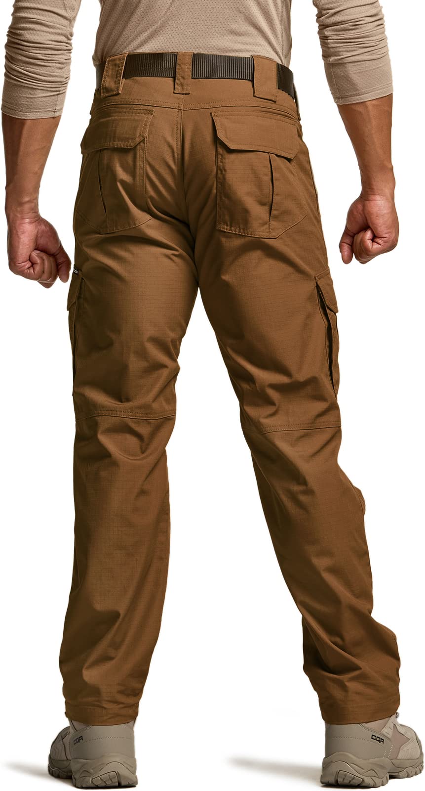 CQR Men's Tactical Pants, Water Resistant Ripstop Cargo Pants, Lightweight EDC Work Hiking Pants, Outdoor Apparel, Duratex Mag Pocket Copper Brown, 42W x 32L