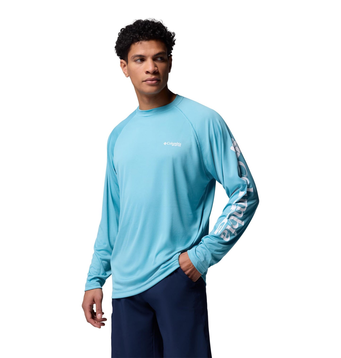 Columbia Men's PFG Terminal Tackle Long Sleeve Fishing Shirt, Vintage Blue/White Logo, 4X