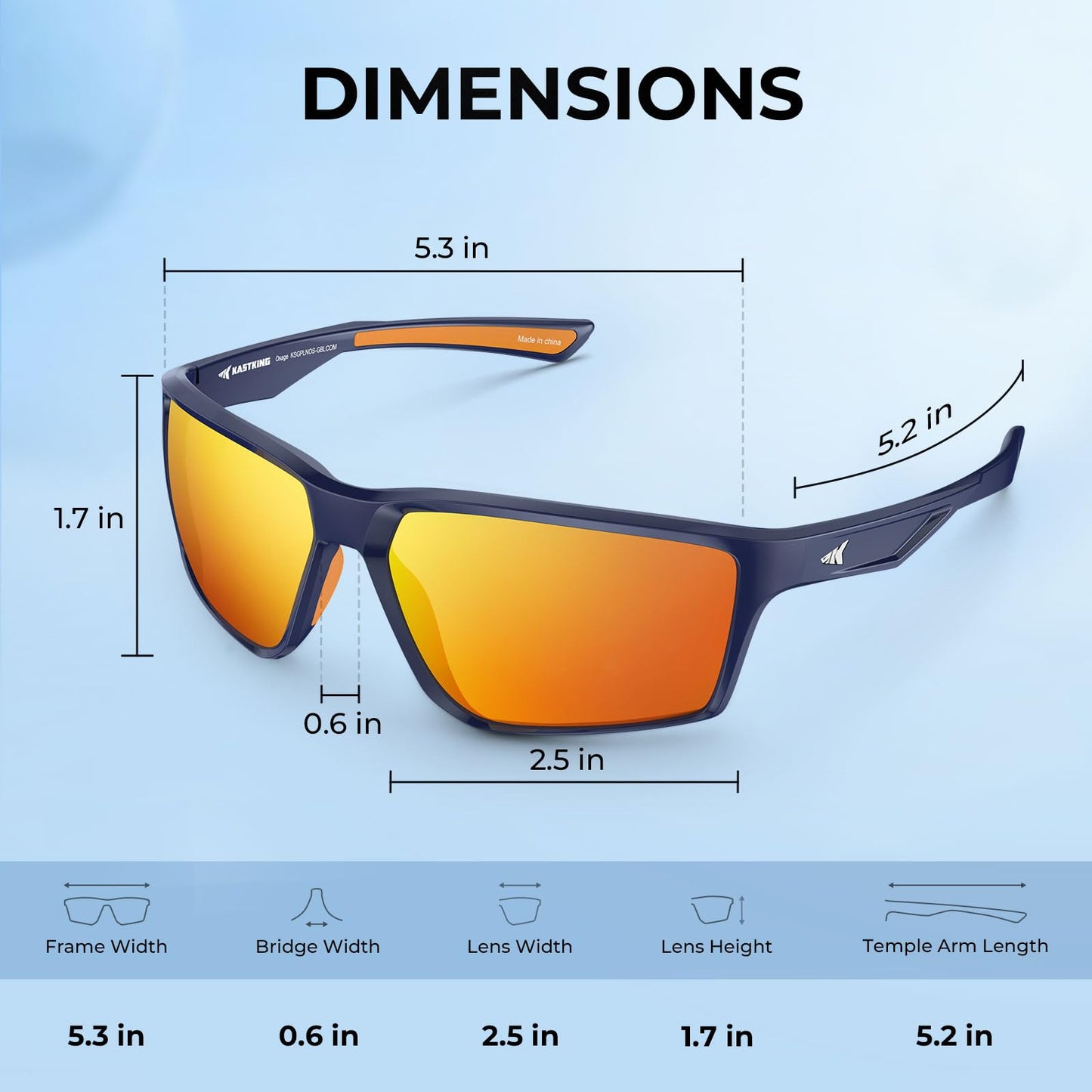 KastKing Osage Polarized Sport Sunglasses for Men and Women, Ideal for Driving Fishing Cycling Running, UV Protection