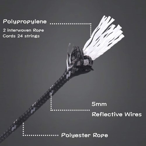 Hikeman 6 Pack 4mm Outdoor Guy Lines Tent Cords Lightweight Camping Rope with Aluminum Guylines Adjuster Tensioner Pouch for Tent Tarp, Canopy Shelter, Camping, Hiking, Backpacking
