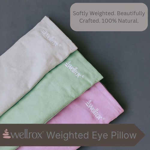 Wellrox Weighted Eye Pillow - Flaxseeds & Lavender Eye Pillow Weighted for Restorative Yoga, Meditation & Stress Relief (Lavender, Scented)