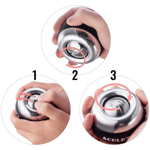 ACELETE Metal Gyro Ball with Counter Wrist Exerciser Torque Ball Forearm Strengthener for Stronger Wrist Bones and Muscle (Metal with Count)