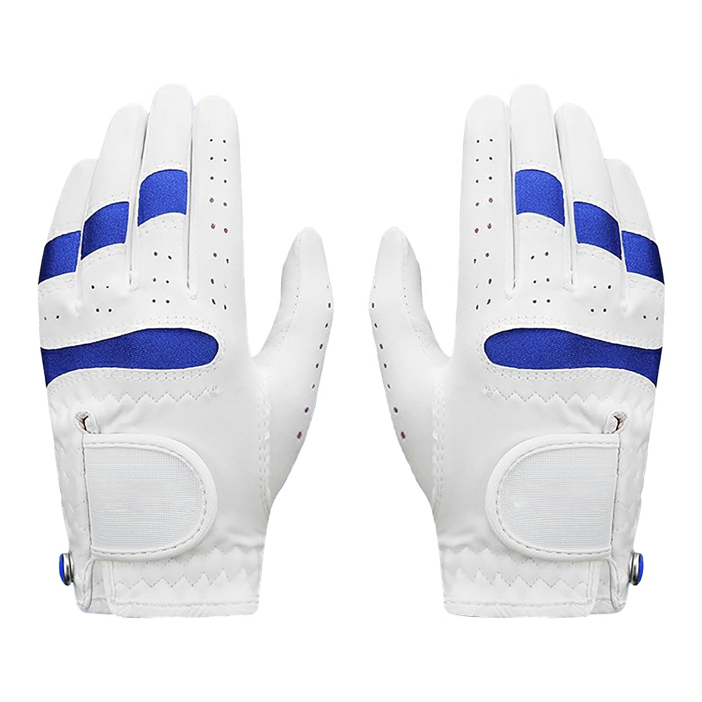 1 Pair Kids Golf Gloves, Junior Breathable Anti-Slip Golfing Sports Gloves with Ventilated Finger Holes for Boys Girls, Adjustable Fit, Left & Right Hand (White Blue, Large)