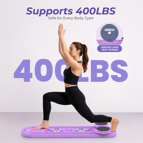 OWLSKY Pilates Reformer Board – 5-in-1 Foldable Pilates Machine for Home Workout, Portable Fitness Board with Resistance Bands, Full Body Training for Women (Purple)