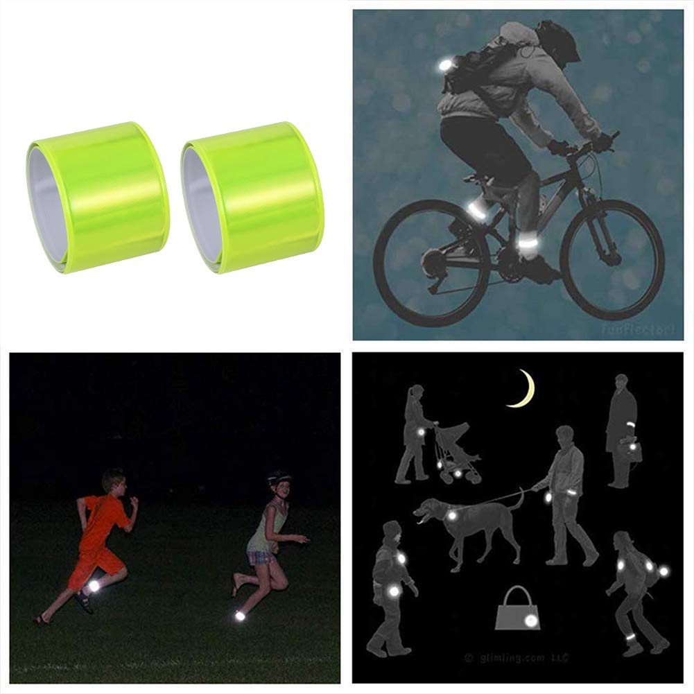Hoemwarm 20Pcs Reflector Snap Bands High Visibility Safety Wristbands for Running, Cycling, Walking, Night Outdoor Activities