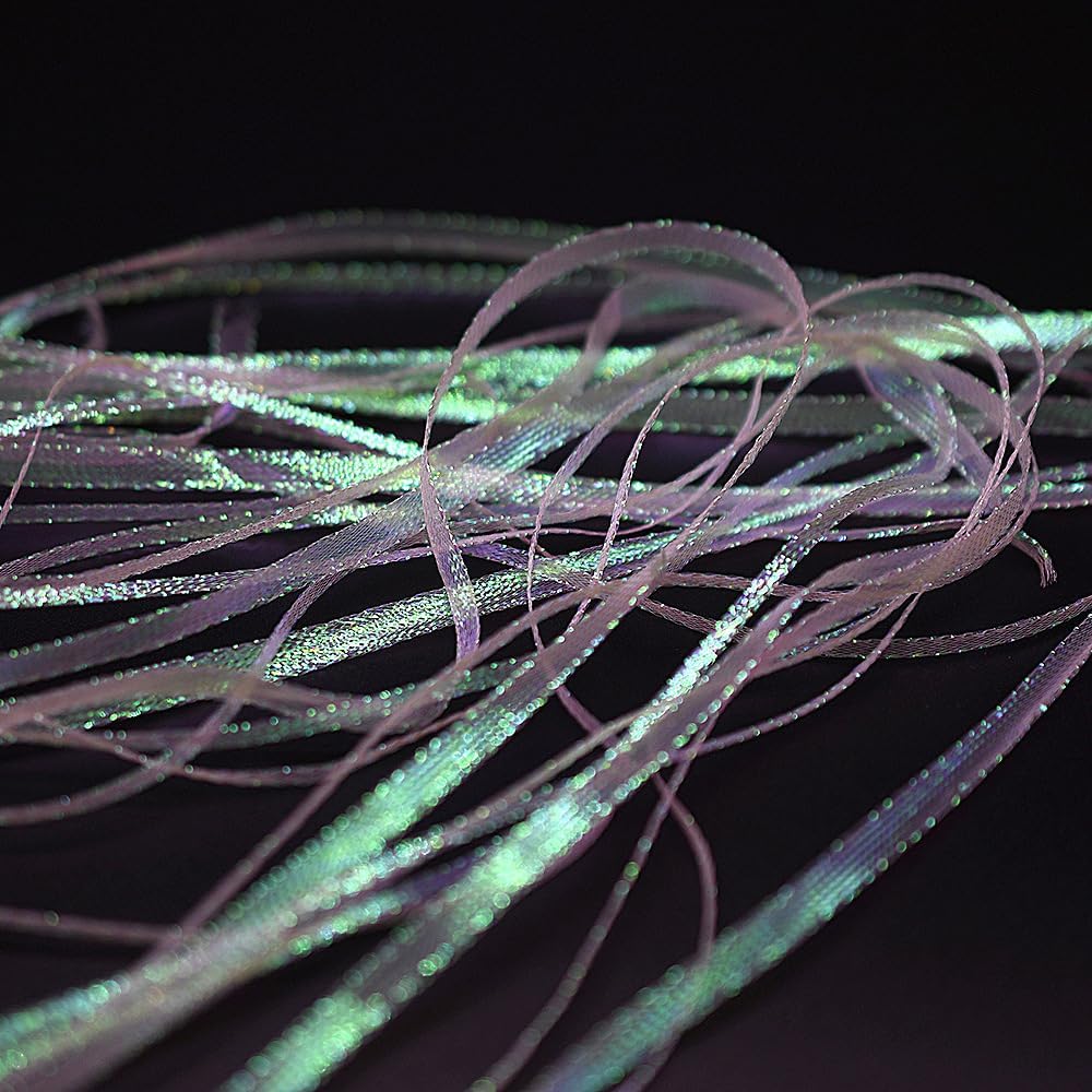 2pcs Ice Pearl Braidback 3/5mm Flat Diamond Braid Lace Sparkle Shrimp Backs Pearlescent Braided Fly Tying Material