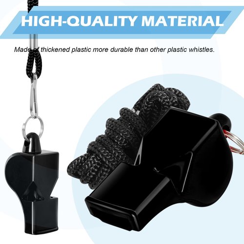 LIANGYUNZE Whistle, 10 Pcs Back Professional Sport Whistle Set with Lanyard - Loud Pea-Less Whistle for Coaches, Referees, Lifeguards and Police