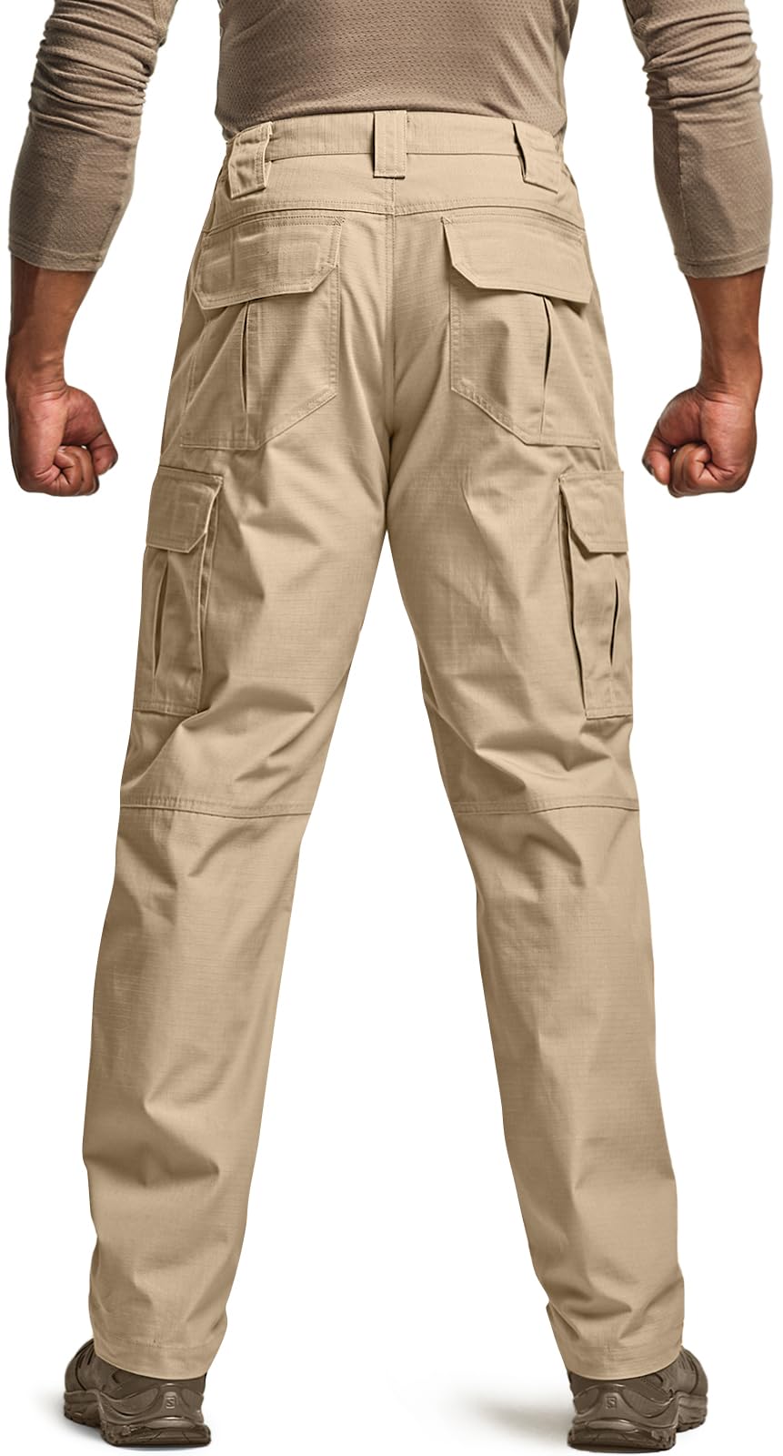 CQR Men's Tactical Pants, Water Resistant Ripstop Cargo Pants, Lightweight EDC Work Hiking Pants, Outdoor Apparel, Raider Khaki, 34W x 34L
