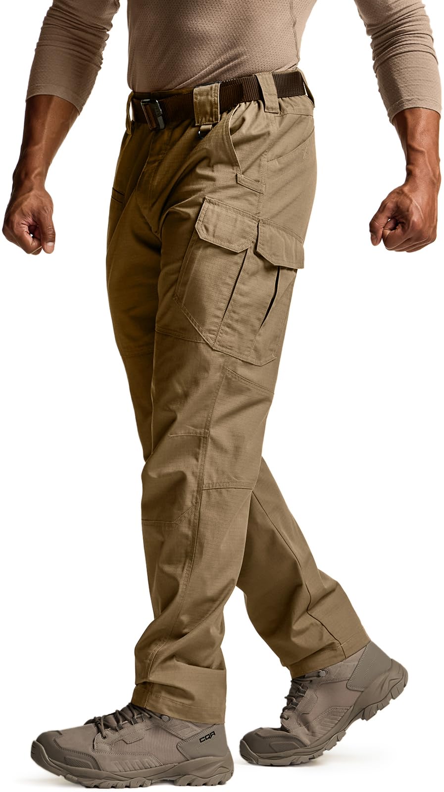 CQR Men's Tactical Pants, Water Resistant Ripstop Cargo Pants, Lightweight EDC Work Hiking Pants, Outdoor Apparel, Raider Mag Pocket Cougar, 32W x 30L