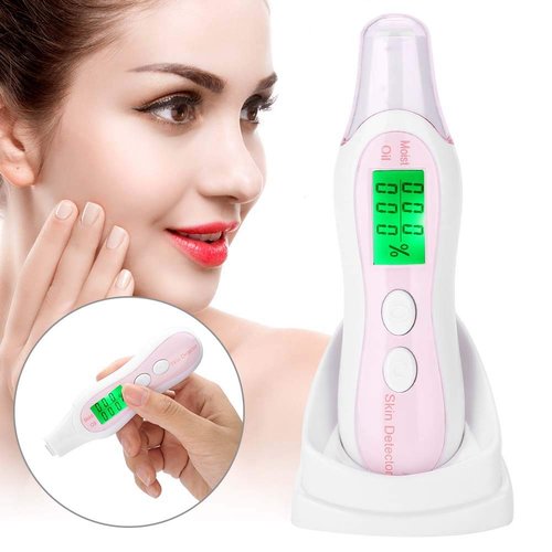 Skin Tester Skin Analyzer Oil Content Display Sensor for Care Product, Detector for Monitor Skin Care Products LCD Face, Skin Analyzer Sets Kits (White)