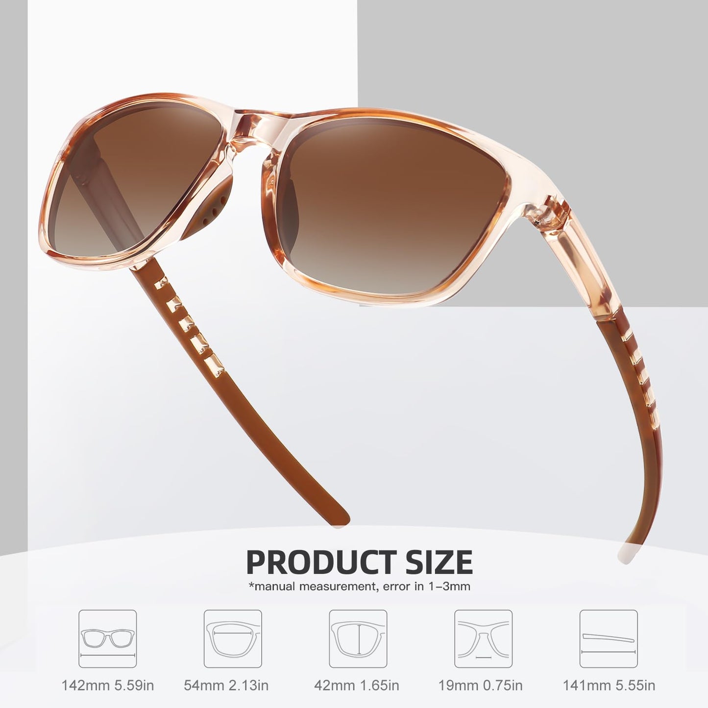MEETSUN Polarized Sports Sunglasses for Women Men Driving Running Cycling Fishing Sun Glasses UV400 Protection Light Brown Frame-Gradient Brown Lens