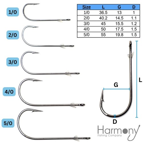 Harmony Fishing – Flex Keeper Flipping Hooks (10 Pack) – Bass Fishing Flippin Cover Hooks | Adjustable Flexible Bait Keeper | Epoxy Sealed Eye | HCS | Slick Black Nickel Coating (Size 1/0 (10 Pack))