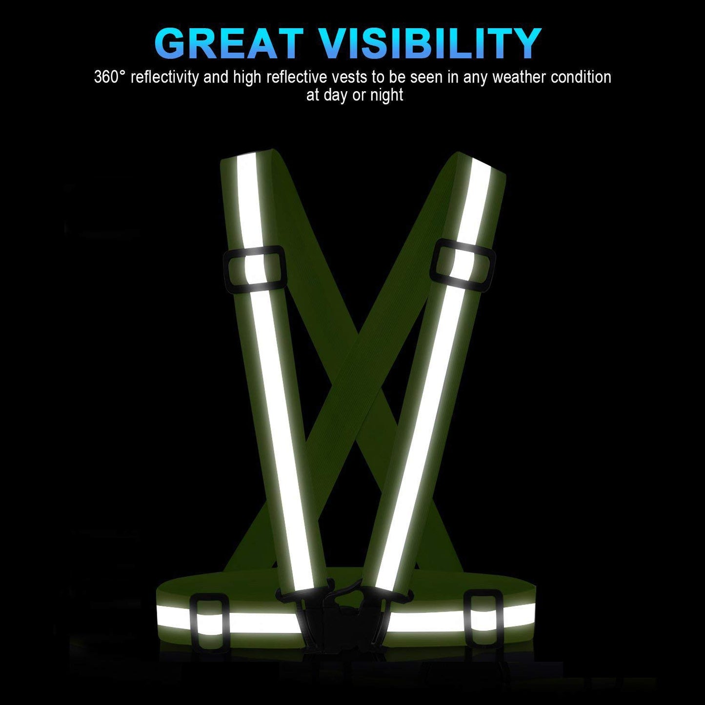 SAWNZC Reflective Vest Running Gear, 2Pack High Visible Safety VES for Cycling Jogging Running Walking, Adjustable for Men Women