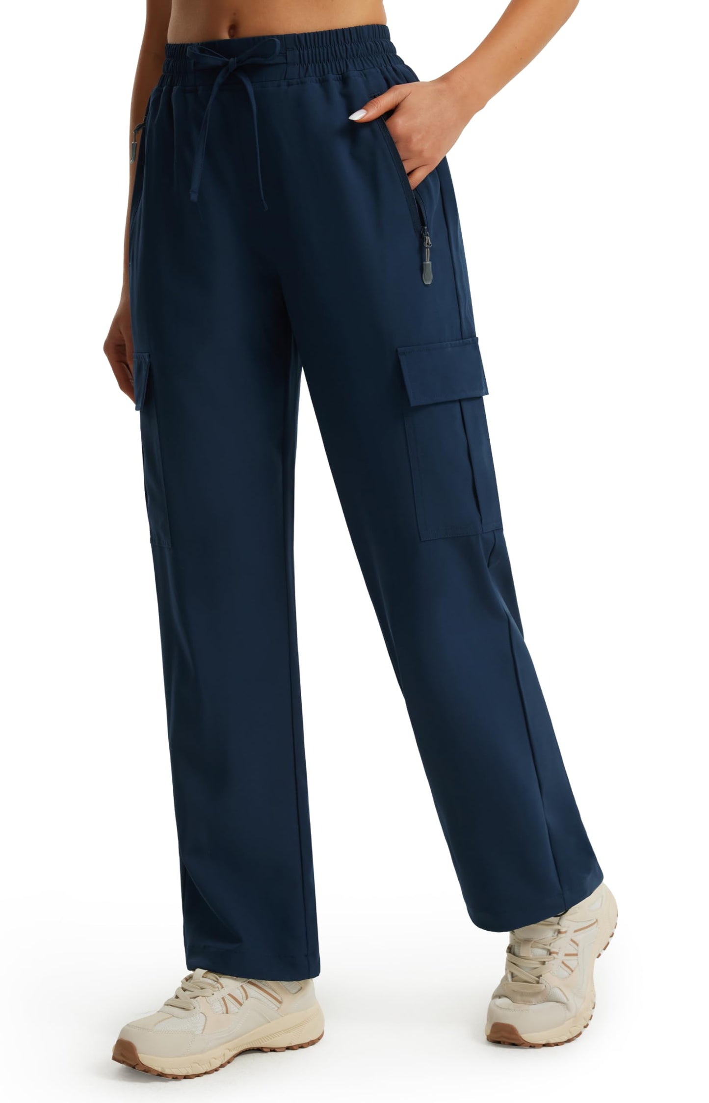 Libin Women's Hiking Pants Lightweight Cargo Pants 31" Quick Dry Summer Lounge Casual Travel Safari Outdoor Athletic Track Running Joggers, Navy M