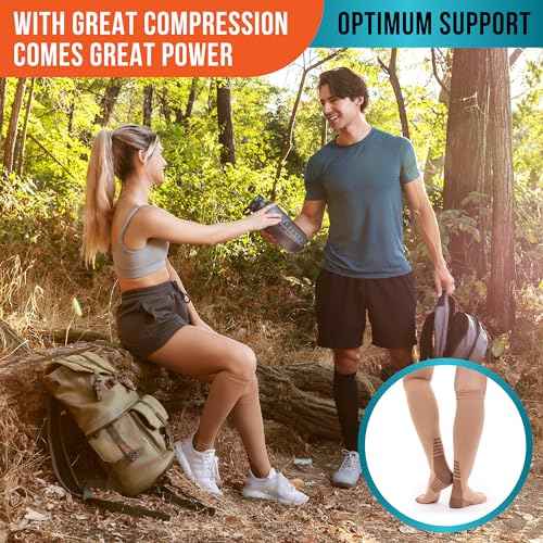 Compression Socks for Women and Men (3-Pairs) Best Support for Running, Flying, Pregnancy - Knee High Graduated Compression Stockings 15-20mmHg