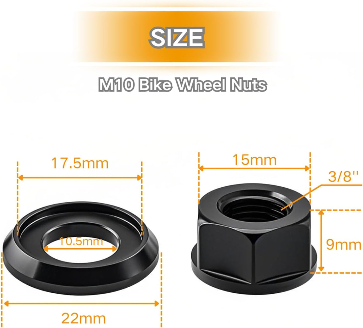 2Pcs M10 Bike Wheel Hub Axle Nuts 7075 Aluminum Alloy Bicycle Hub Flanged Axle Nuts Bike Parts Accessories for Front and Rear Bike Wheel