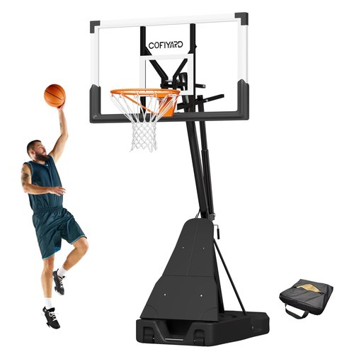 Cofiyard Portable Basketball Hoop with 44 Inch Shatterproof Backboard,10FT Height Basketball Hoop Outdoor with Extra Sandbag, Adjustable Basketball Goal System for Youth and Adults