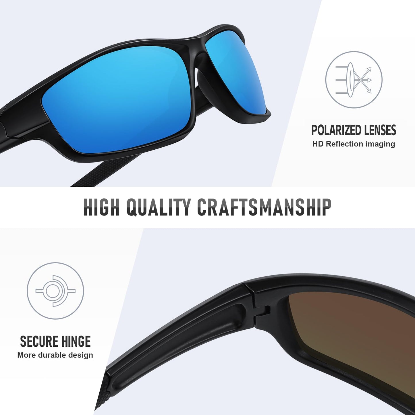 Ofwin Polarized Sports Sunglasses for Men Women Driving Cycling Fishing Wrap Around Sun Glasses UV400 Protection