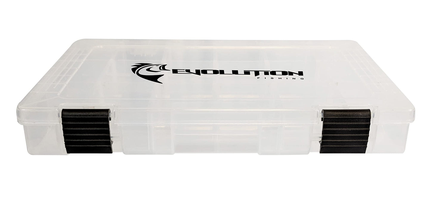 Evolution Outdoor 3600 Clear Fishing Tackle Tray Box with Removable Compartments Lure Tray Utility Box Storage