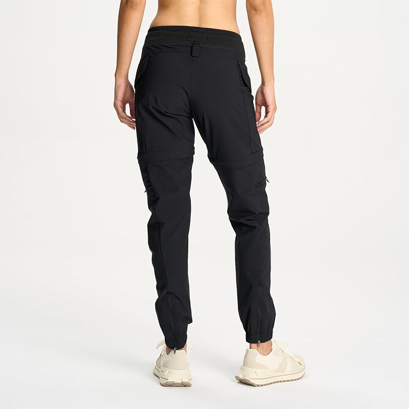 Smawell Convertible Hiking Pants - Lightweight Water-Resistant Joggers with 4 Pockets, Black, Medium