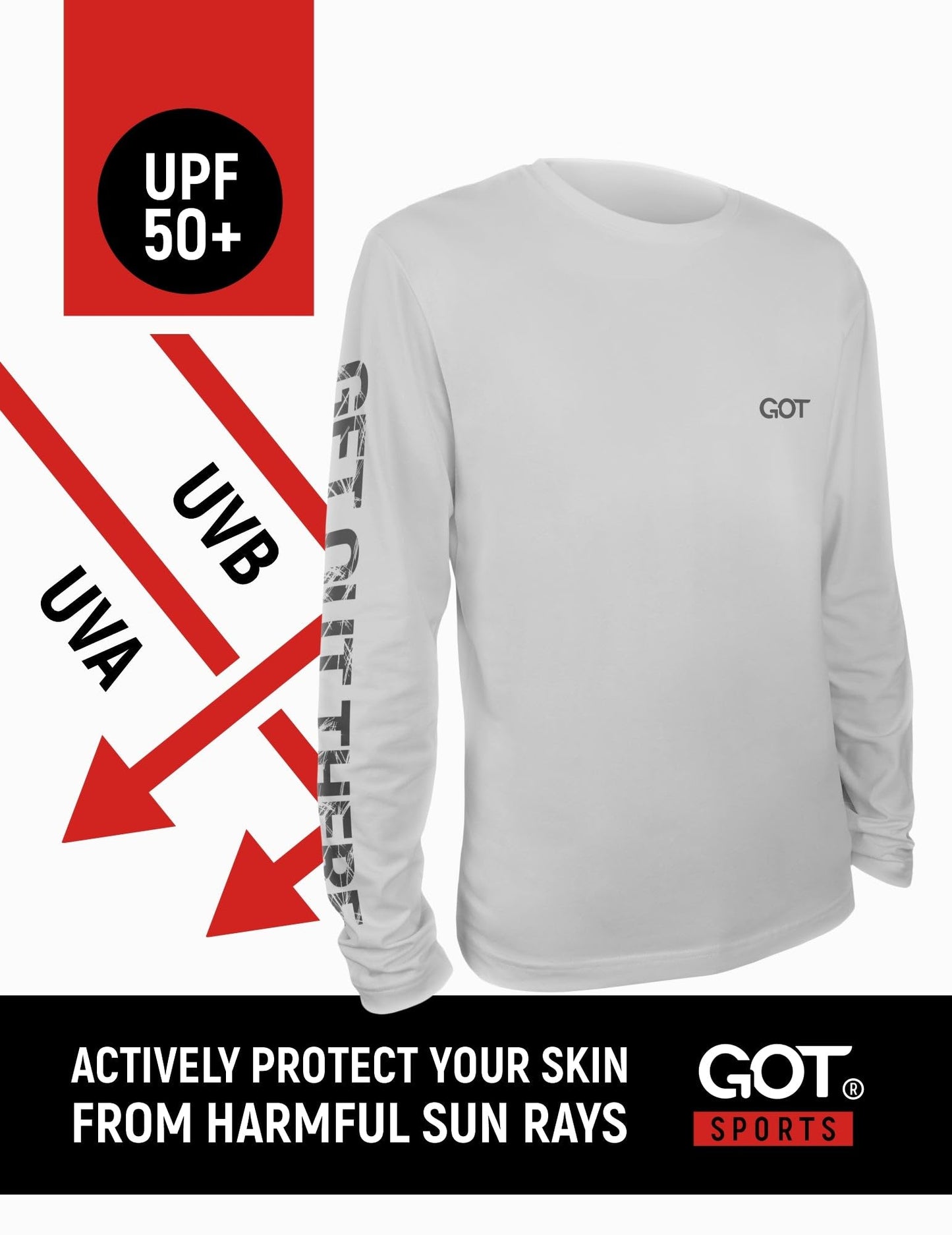 GOT Sports UPF 50+ Fishing T Shirts for Men Women Long Sleeve - UV Sun Protection, Lightweight (Gray American Flag Shirt X-Large)