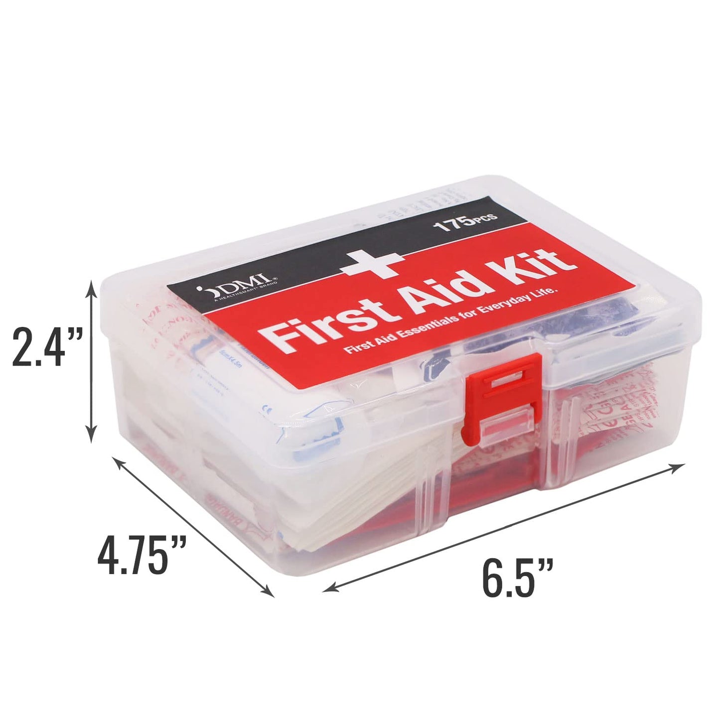 DMI 175-Piece First Aid Kit for Minor Injuries, Cuts and Scrapes, All-Purpose, Portable and Convenient, Includes Bandages, Injury Treatment, Dressings, and Instruments, HSA & FSA Eligible
