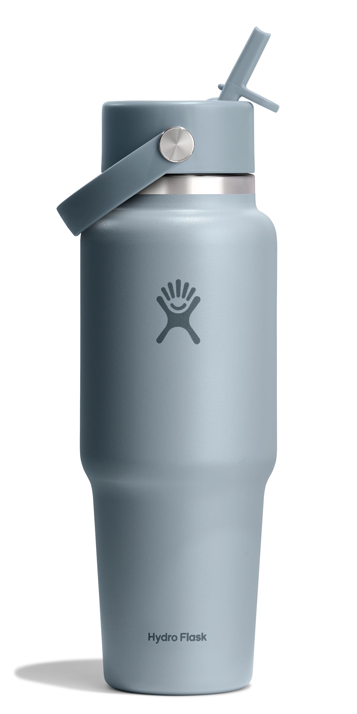 Hydro Flask Travel Water Bottle - Insulated Stainless Steel - Wide Straw Lid, Non Spill, Leakproof in 32 Oz Shale Gray