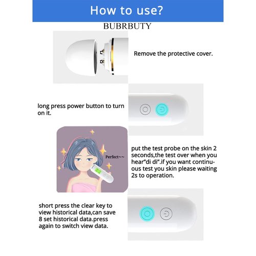 BUBRBUTY Skin Hydration Tester,Hydration Monitor,Skin Analyzer Machine Professional,Skin Tester For Accurate Monitoring Of Skin's Oil And Moisture Levels,Digital Skin Detector