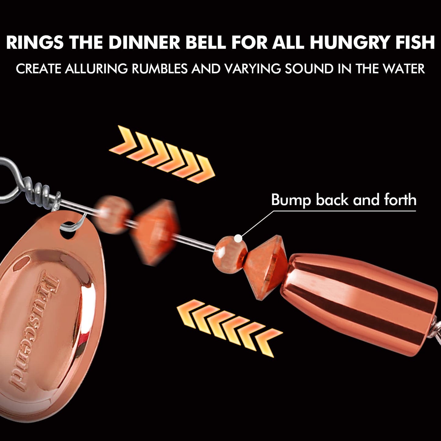 TRUSCEND Well-Made Rooster Tail Fishing Lures with Flash Copper Body and Blade, Two-Way Spinning Spoons System Fishing Spinners for Jigging, Freshwater Crappie Jigs, Blade Bait for Bass Trout Walleye