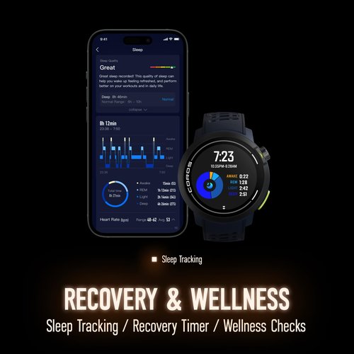 COROS PACE Pro GPS SPORT WATCH, 1.3-inch AMOLED Touchscreen, Fastest in Class Processor Running Watch, 20 days Battery Life, Navigation with Global Offline Maps, Sleep Tracking, Running, Cycling- Blue