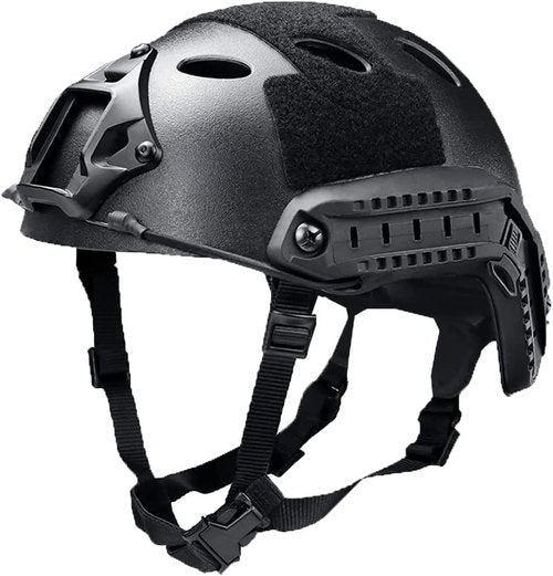 Tactical Airsoft Paintball Fast Helmet, with NVG Mount and Side Rail, CS Cosplay Tactical Gear Black Helmet