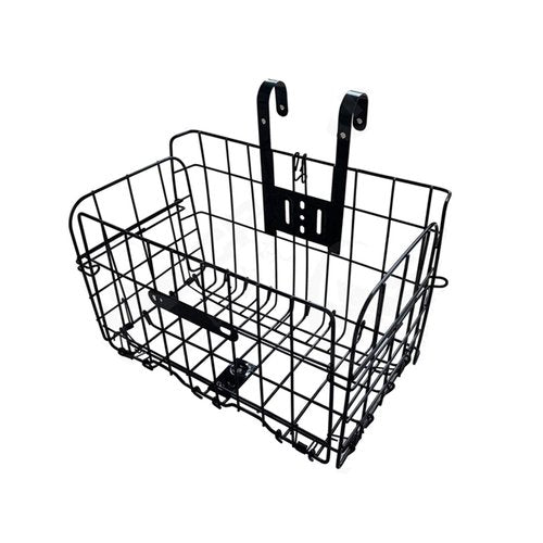 Folding Bike Front Basket, Bicycle Wire Basket with Handles, Easy Installation on Front Handlebar Accessories for Frame Cargo Rack.