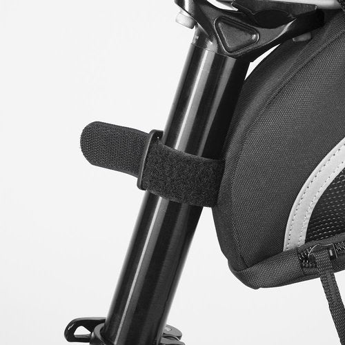BV Strap-On Bike Bag with Reflective Material - Capacious Saddle Bag with Seperate Divider for Small Items & Room for All Your Essentials - Bike Pouch with Taillight Hanger for Maximum Safety