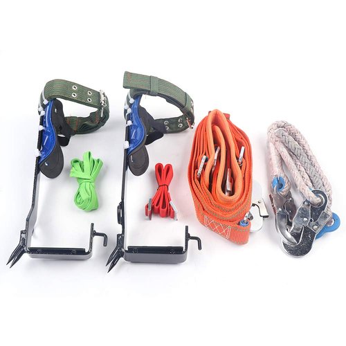 SOKDNHF Tree Climbing Spike Set, Safety Belt Straps Tree Climbing Tool Kits with Sharp and Hard Stainless Steel Claws, Adjustable Tree Climbing Tool for Mountaineering, Tree Climbing, Indoor Climbing