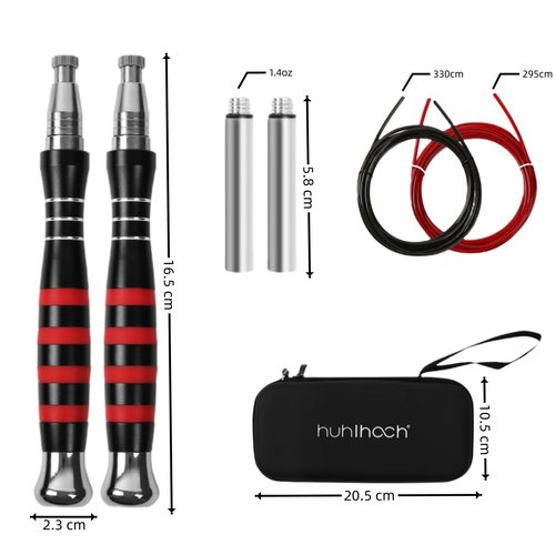 Huhloch Speed Jump Rope - Jump Rope for Men with Self Locking No Screw Design 360 Degree Fast Rotation Non Slip Silicone Texture Weighted Jump Rope Includes 2 Speed Ropes Easy Setup 2 Handles Portable Fitness Jump Ropes for Boxing