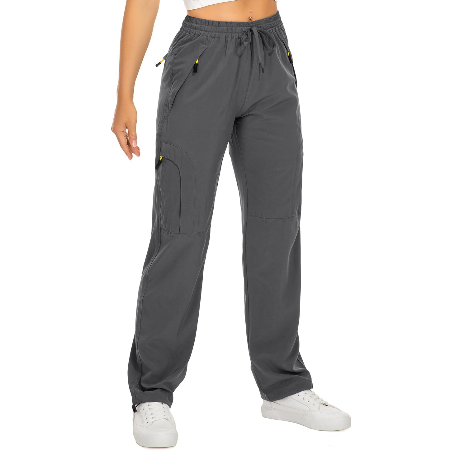 Womens Hiking Pants Quick Dry UPF 50 Lightweight Travel Golf Cargo Safari Pants Zipper Pockets,6608,Dark Grey,Tall XL