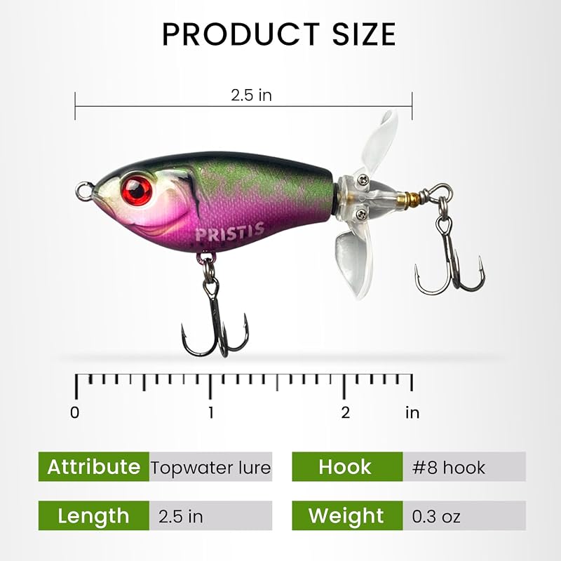 Pristis 3 Pcs Topwater Fishing Plopper Lures - Floating Popper Bait Set (Variation: 3 Pcs Double- blade Color Set)