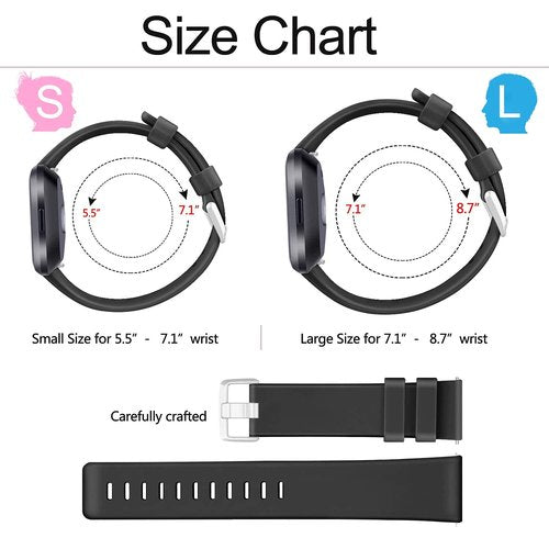 6 Pack Sport Bands Compatible with Fitbit Versa, Classic Soft Silicone Replacement Wristbands for Smart Watch Women Men (6 Pack A, Small)
