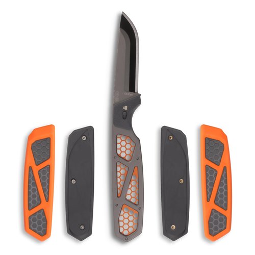 OUTDOOR EDGE Razor APX 3" Replaceable Hunting Knife with 3 Black Drop Point Blades, 1 Gutting, 2 Caping & 1 Saw Blade - Compact Skinning & Boning Knife